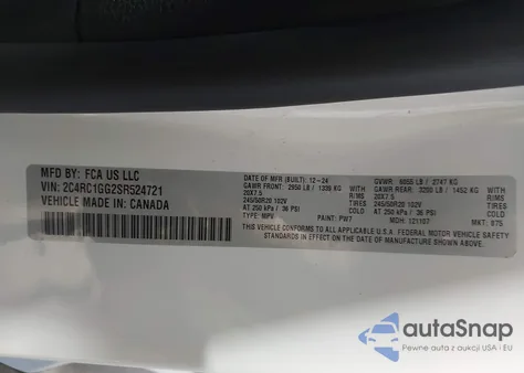 2025 Chrysler Pacifica Limited from USA, damaged, VIN 2C4RC1GG2SR524721